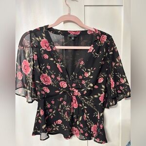 Dynamite Black Dress with Pink Floral Design